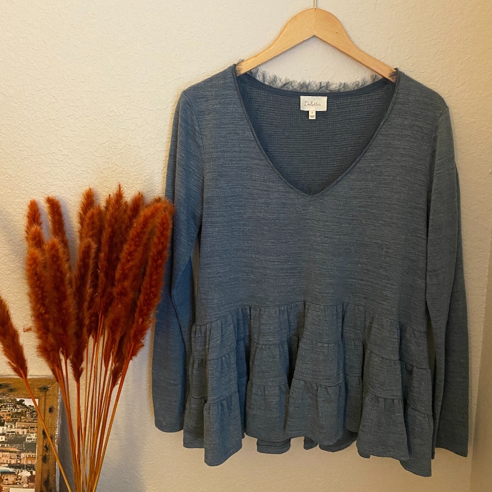 Anthropologie Babydoll Longsleeve Top